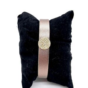 Stella & Dot Keep Collective Leather Bracelet w/ One Crystal Paved Charm